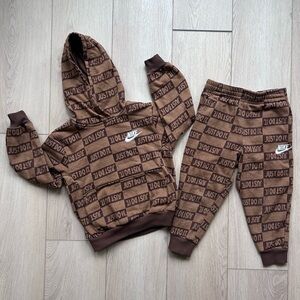 Nike Brown/ Tan 'Just Do It' Kids Hoodie & Joggers Set 4T